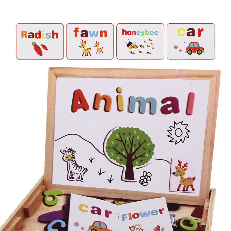 Wooden Cartoon Letter Magnetic Puzzle Board
