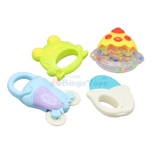 4 Pcs Baby Rattle & Teether Set