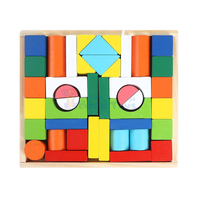 40 Pcs Wooden Colorful Building Blocks #2082