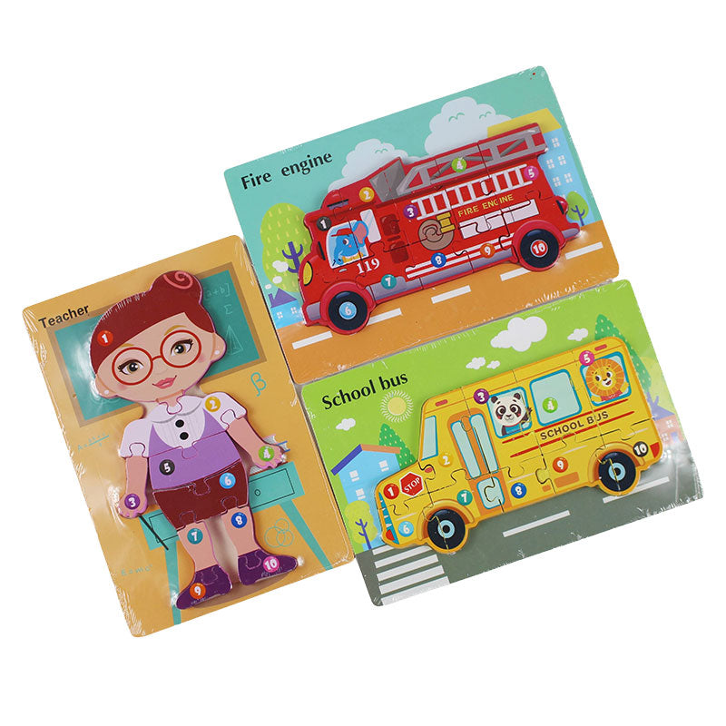 3D Number Jigsaw Puzzle Wooden Board #1992