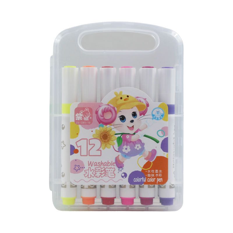 Bright-Coloured Washable Marker 12 Pcs #2079