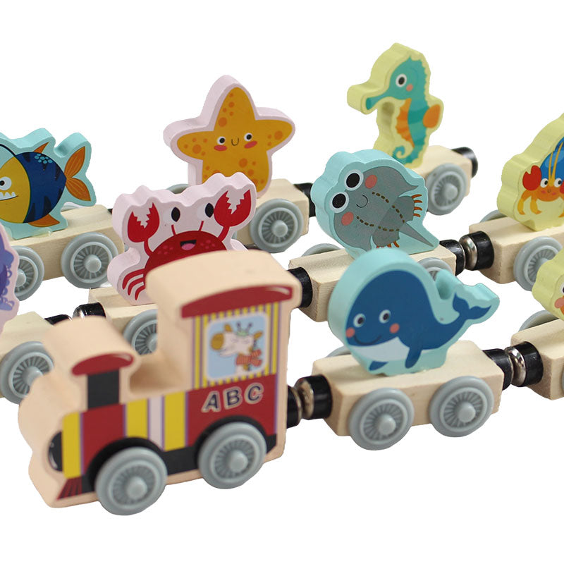 Wooden Magnetic Sea Animals Little Train 11 Pcs #1860
