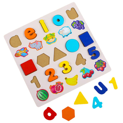 3D 3-in-1 Learning Guide Wooden Puzzle Board