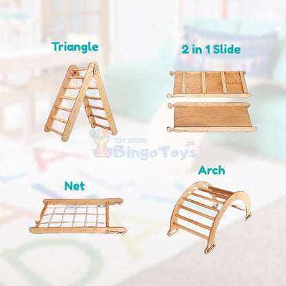 Montessori Wooden climbing Frame set 4 in 1