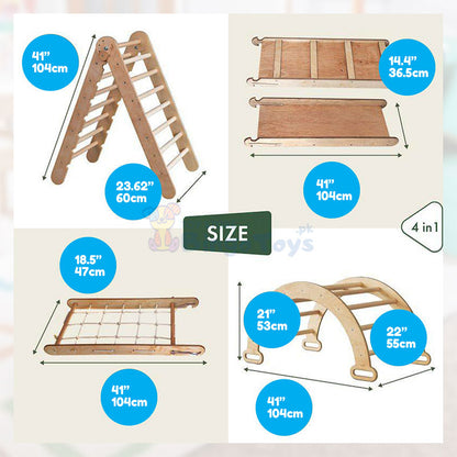 Montessori Wooden climbing Frame set 4 in 1