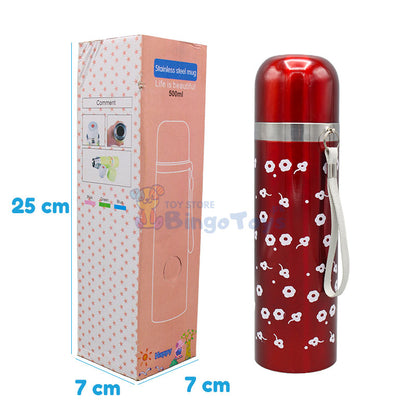 500ml Red Flower Stainless Steel Bottle