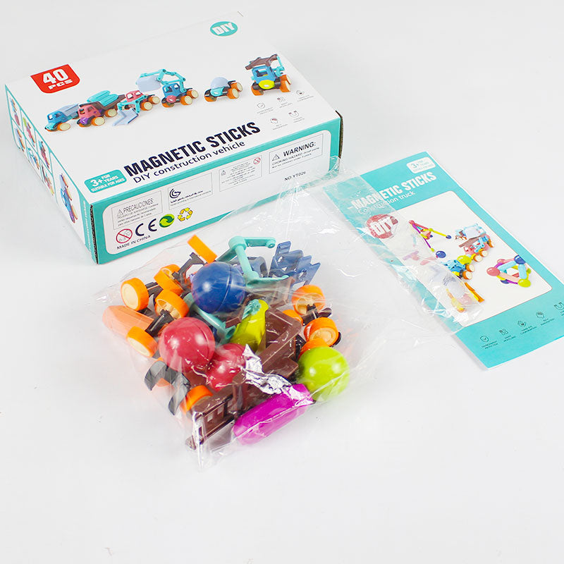 Magnetic Sticks DIY Construction Vehicles 40 Pcs