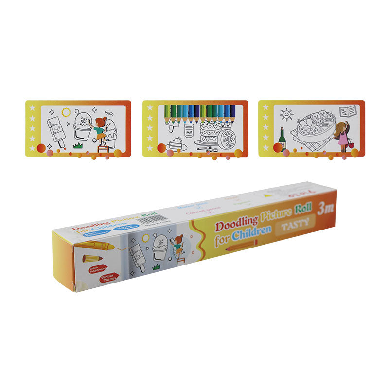 Doodling Picture 3 Meter Long Paper Roll for Children's