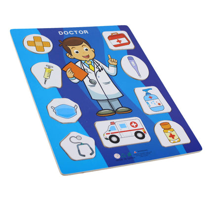 Wooden Occupation Puzzle Board for Kids
