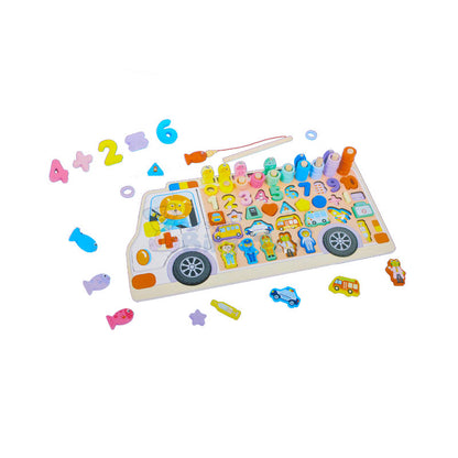 6-in-1 Wooden Blocks Puzzle Board Activity Car