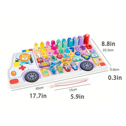 6-in-1 Wooden Blocks Puzzle Board Activity Car