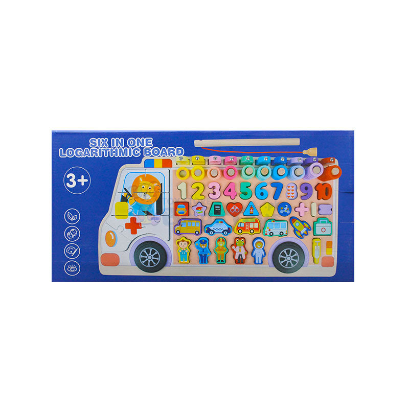 6-in-1 Wooden Blocks Puzzle Board Activity Car