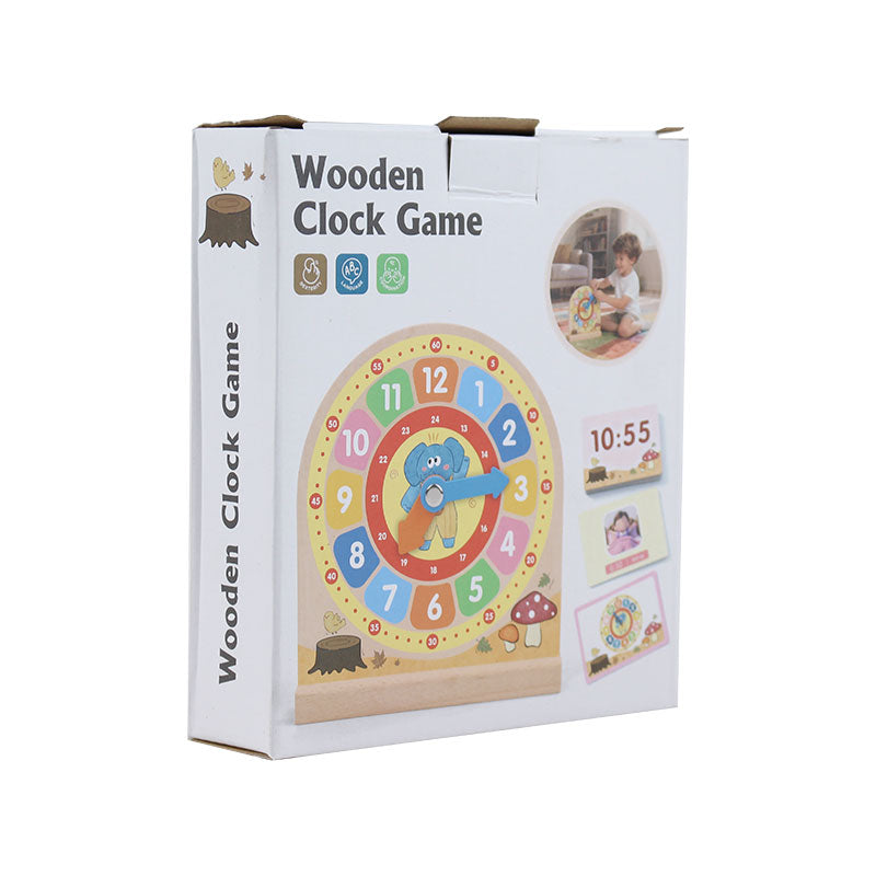 Wooden Clock Game with Double Sided Cards
