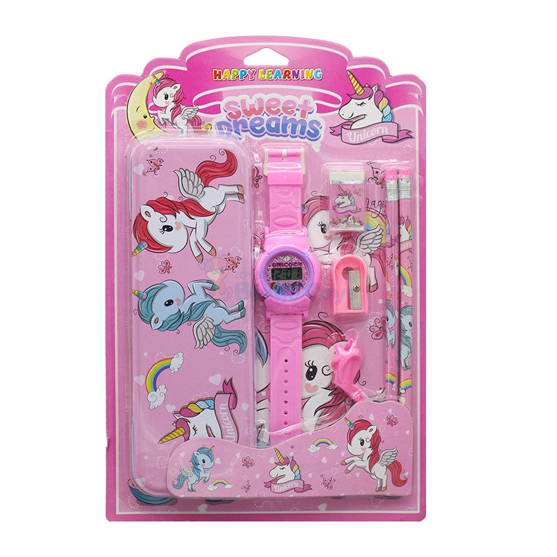 7 in 1 Stationery Set with Watch for Girl