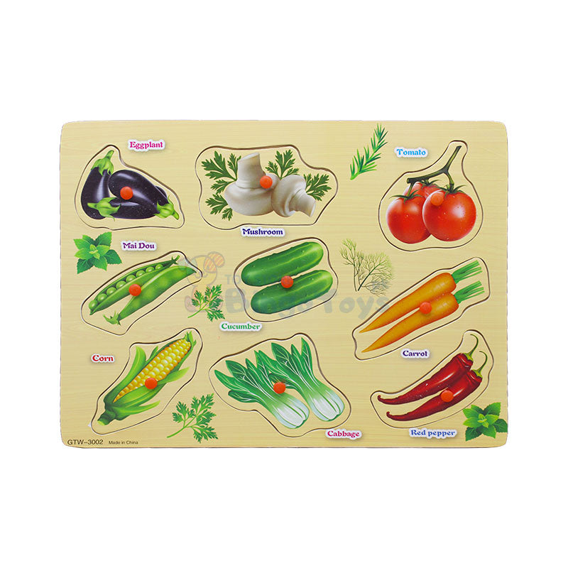 9 Vegetables Matching Puzzle Picture Peg Board