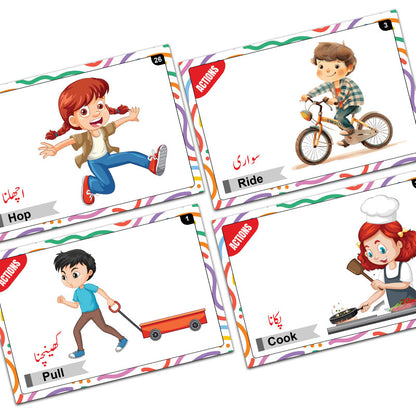 Actions Words & Body Parts Bilingual FlashCards