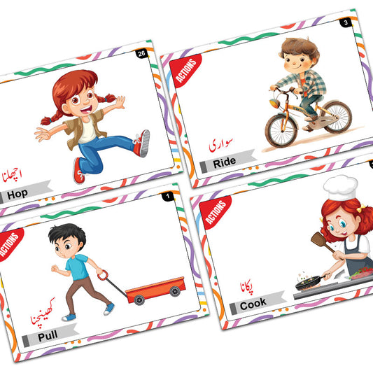 Actions Words & Body Parts Bilingual FlashCards