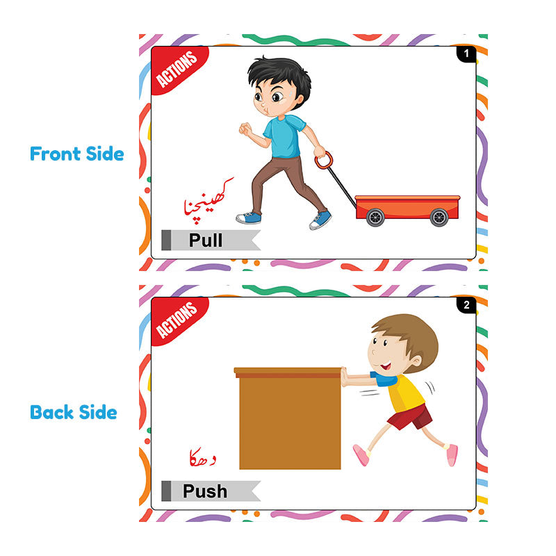 Actions Words & Body Parts Bilingual FlashCards