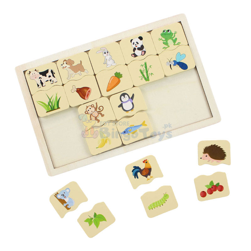 Animals Food Puzzle Game Wooden Board