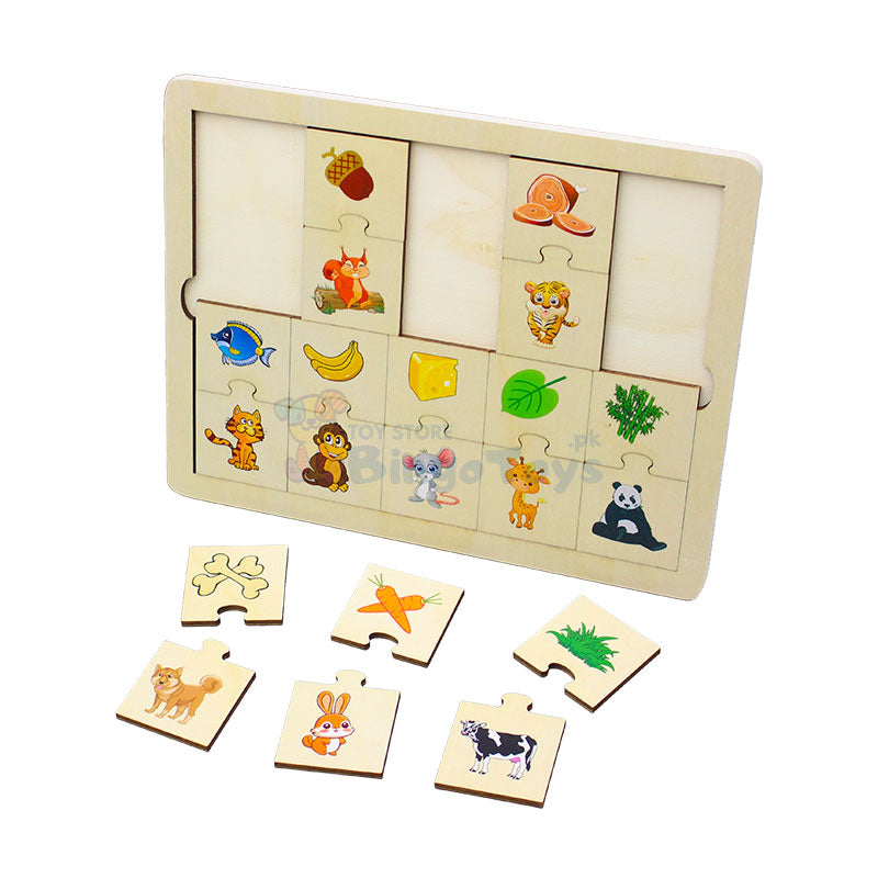 Animals Food Puzzle Game Wooden Board