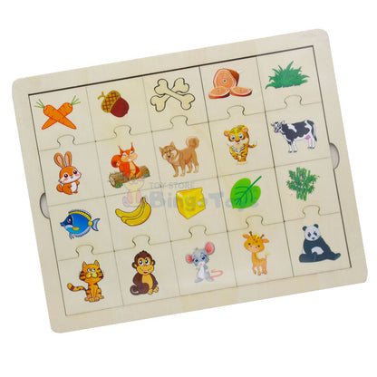 Animals Food Puzzle Game Wooden Board