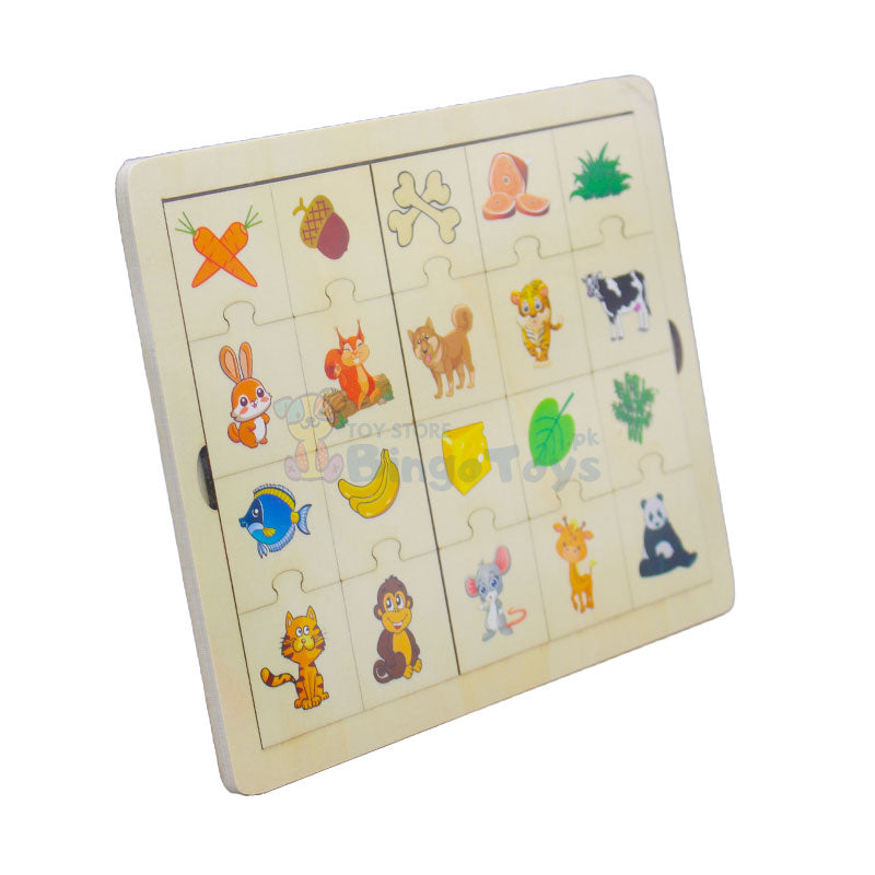 Animals Food Puzzle Game Wooden Board