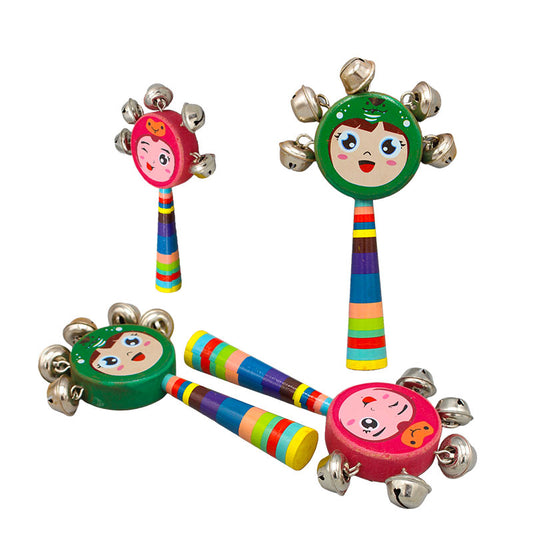 Wooden Rattle With Bells Musical Instrument (1pcs)