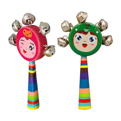 Wooden Rattle With Bells Musical Instrument (1pcs)
