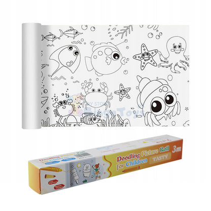 Doodling Picture 3 Meter Long Paper Roll for Children's