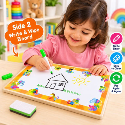 Double-Sided Wooden Puzzle & Write and Wipe Board