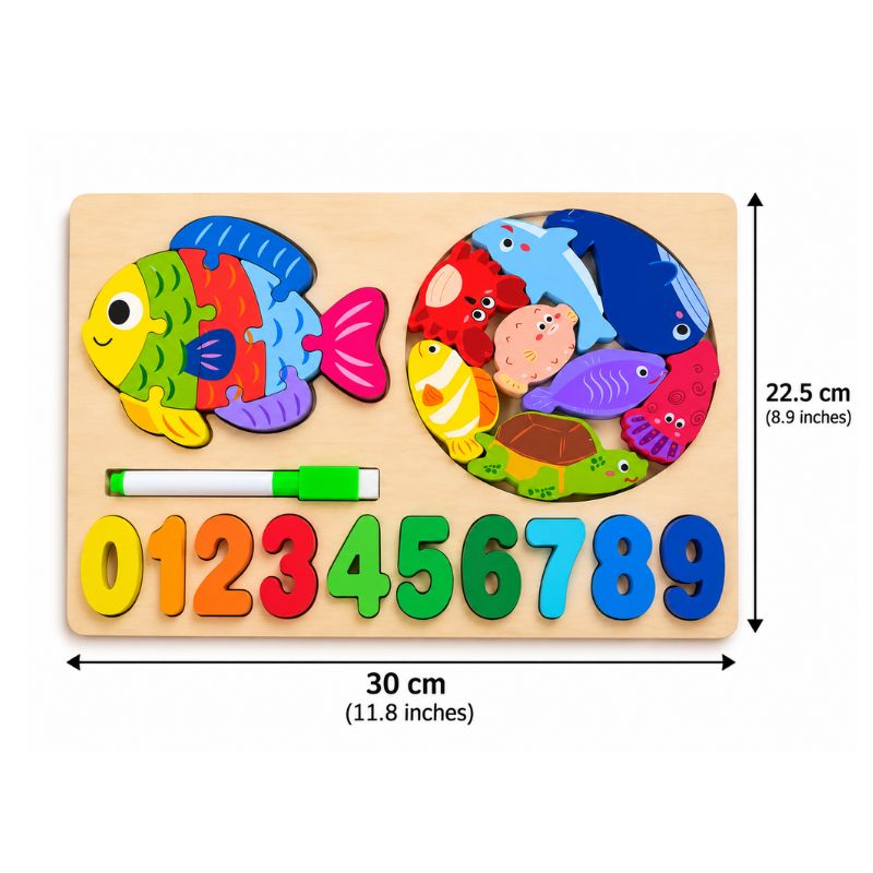 Double-Sided Wooden Puzzle & Write and Wipe Board