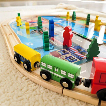 Electric Train with Light Wooden Tracks Set 45 Pcs