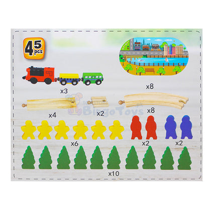 Electric Train with Light Wooden Tracks Set 45 Pcs