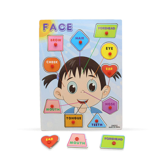 Face Parts Wooden Peg Puzzle Board