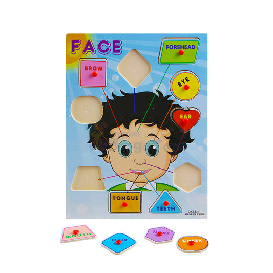 Face Parts Wooden Peg Puzzle Board (Boy)