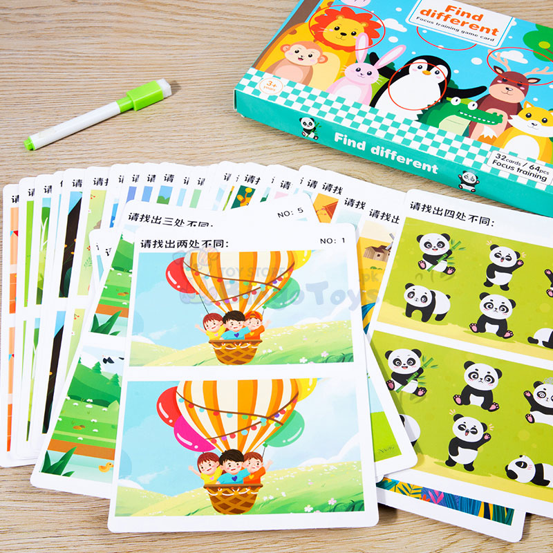 Find Difference Game Erasable Card with Marker