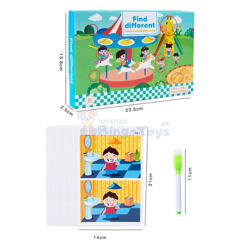 Find Difference Game Erasable Card with Marker