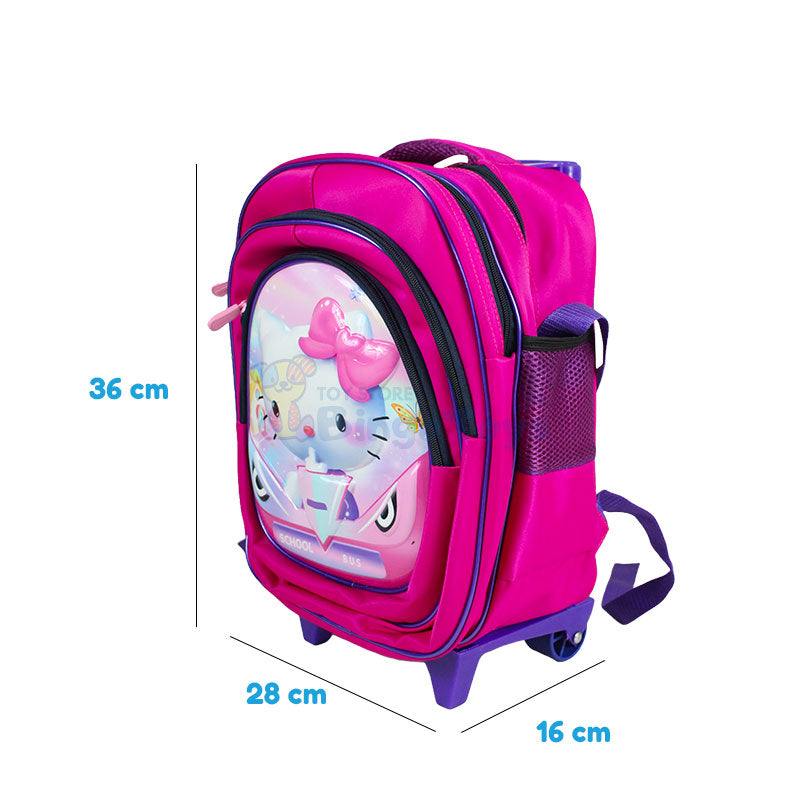 Hello Kitty Embossed Trolley School Bag 15″