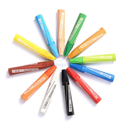 Hexagonal Oil Pastel for Drawing - 12 Pcs