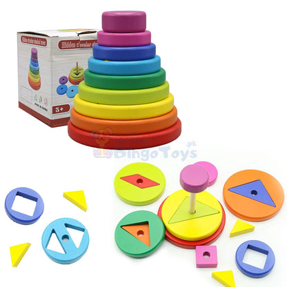 Hidden Circular Rainbow Tower Wooden Toy