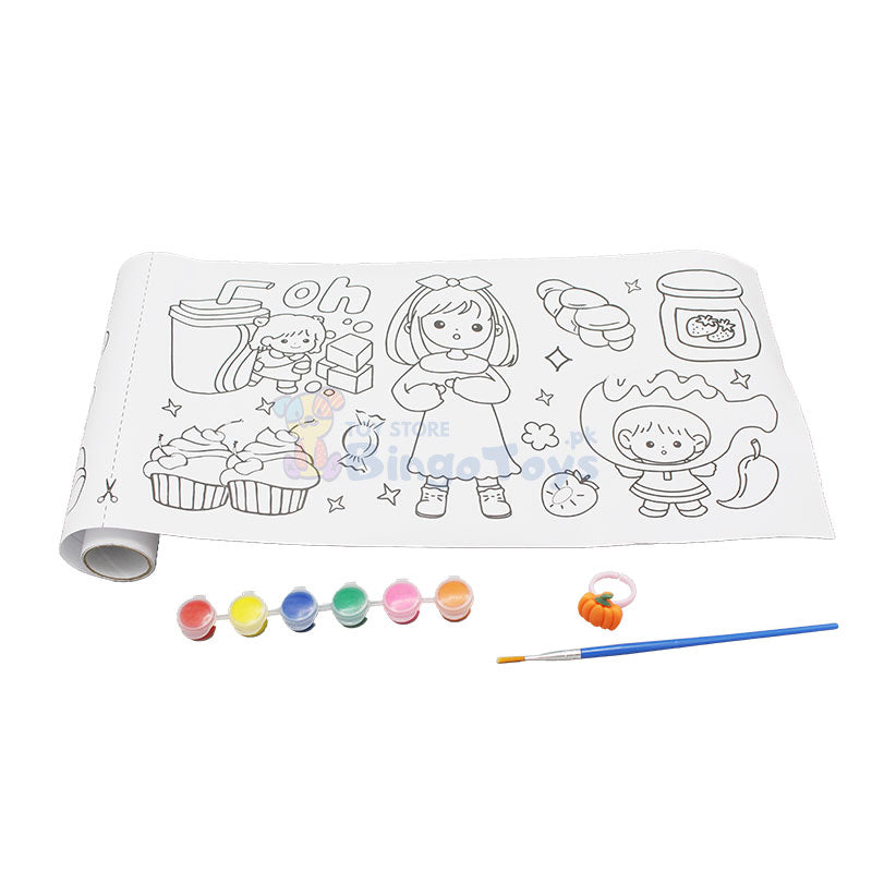 Kids Coloring Paper Roll with 6 Colors & Ring for Kids