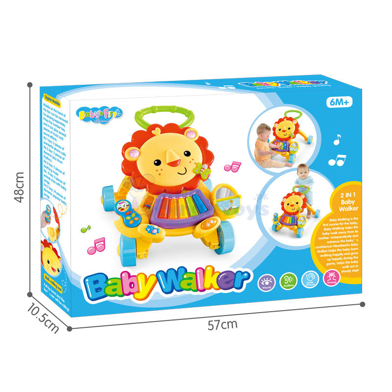 Multifunctional Musical Piano Lion Baby Walker