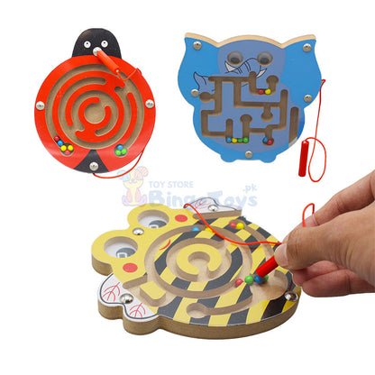Mini Magnetic Pen Driving Wooden Bead Maze Game