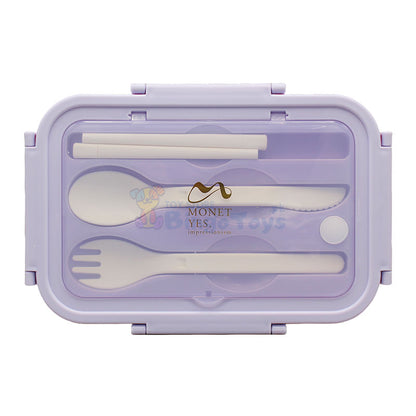 3 Compartment Lunch Box with Spoon Fork & Chopsticks