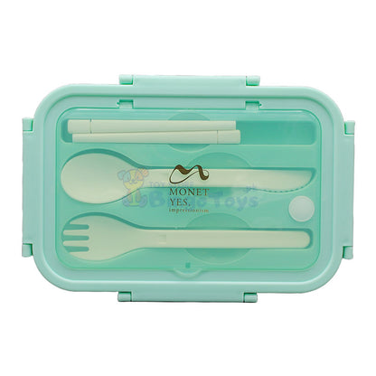 3 Compartment Lunch Box with Spoon Fork & Chopsticks