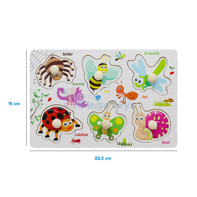 Montessori Wooden Insects Peg Puzzle Board (1590I)