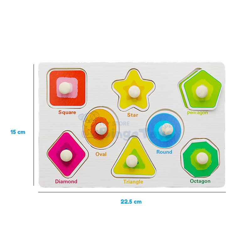 Montessori Wooden Shapes Peg Puzzle Board (1590E)