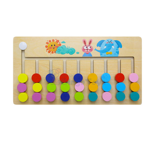 Montessori Slide Puzzle Wooden 9 Colors Game