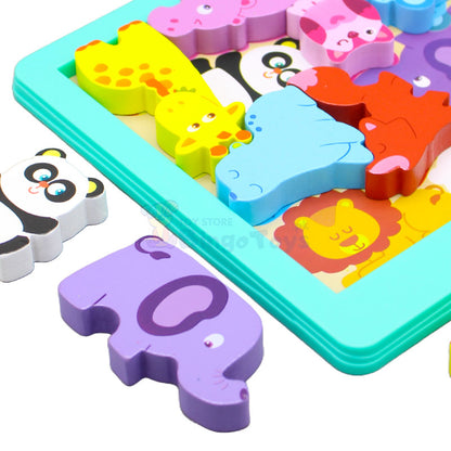 Montessori Wooden Animals Jigsaw Puzzle Board