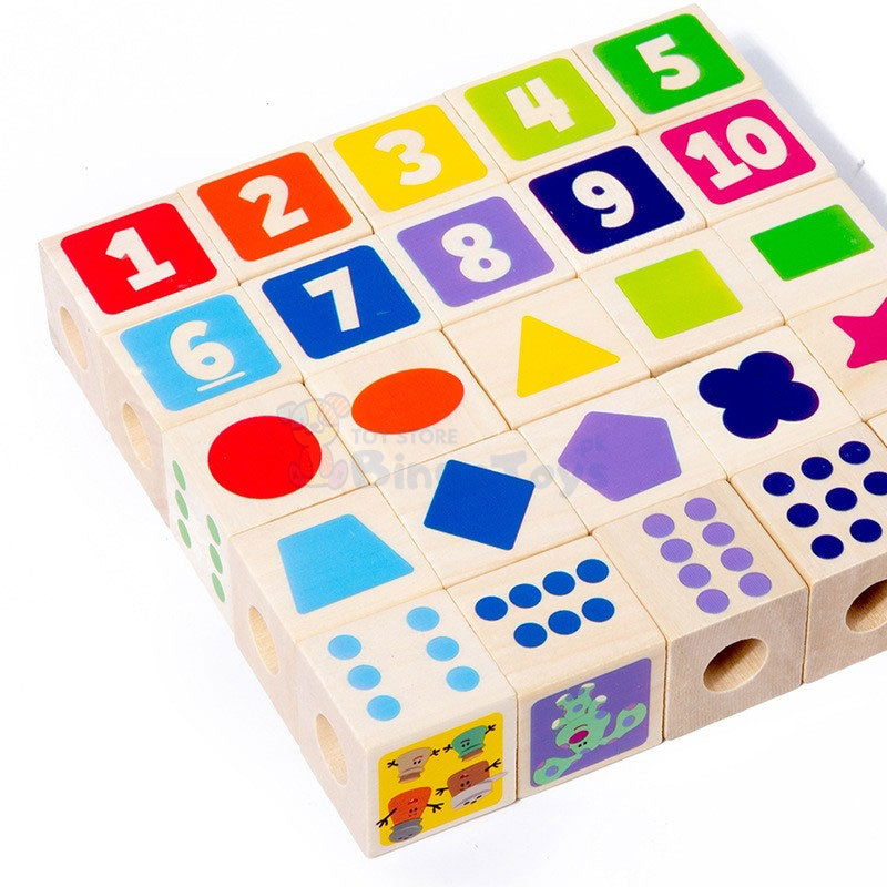 Montessori Wooden Beaded Building Blocks Game